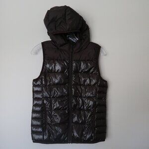 Uniqlo Ultra Light Down Puffer Vest Brown Full Zip Hooded Down Small Packable